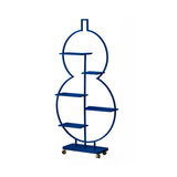 Geometric Floor Metal Gourd Rolling Plant Stand Blue Image - 11