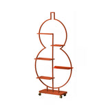 Geometric Floor Metal Gourd Rolling Plant Stand Blue Image - 3