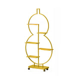 Geometric Floor Metal Gourd Rolling Plant Stand Blue Image - 5