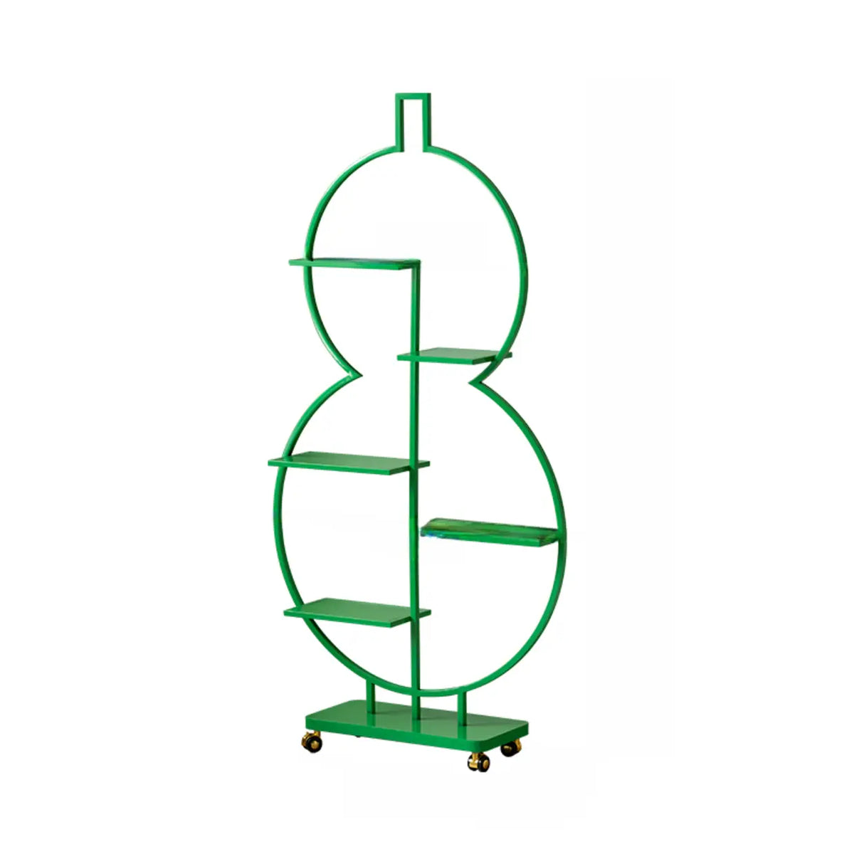 Geometric Floor Metal Gourd Rolling Plant Stand Blue Image - 7