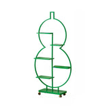 Geometric Floor Metal Gourd Rolling Plant Stand Blue Image - 7