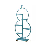 Geometric Floor Metal Gourd Rolling Plant Stand Blue Image - 9