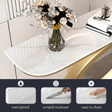 Geometric Half-Circle Marble Black Hall Console Table Image - 31