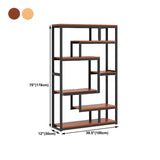 Geometric Metal Wood Black Large Open Back Bookcase Image - 17