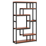 Geometric Metal Wood Black Large Open Back Bookcase Image - 3