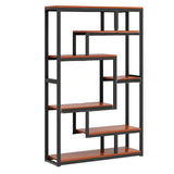 Geometric Metal Wood Black Large Open Back Bookcase Image - 7