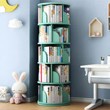 Geometric Open Storage Wood Rotating Round Bookshelf Image - 24