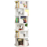 Geometric Vertical Wood Modern Rotatable Round Bookcase Image - 10