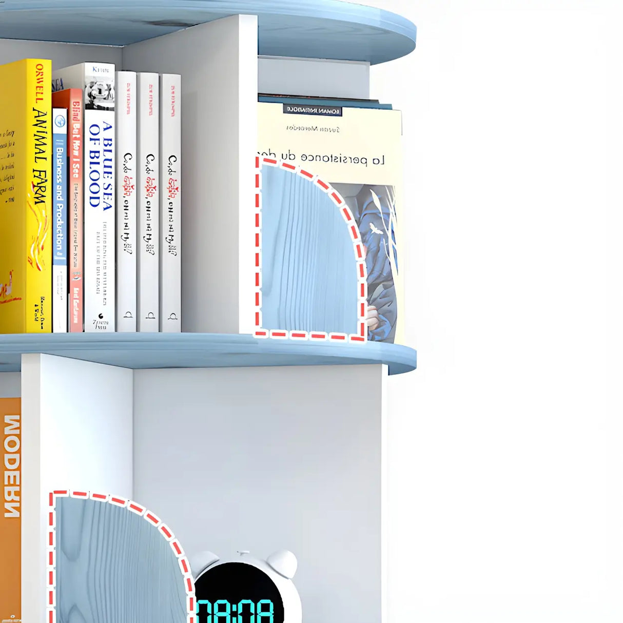 Geometric Vertical Wood Modern Rotatable Round Bookcase Image - 15