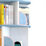 Geometric Vertical Wood Modern Rotatable Round Bookcase Image - 15