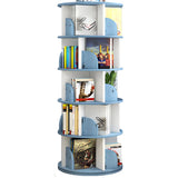 Geometric Vertical Wood Modern Rotatable Round Bookcase Image - 16