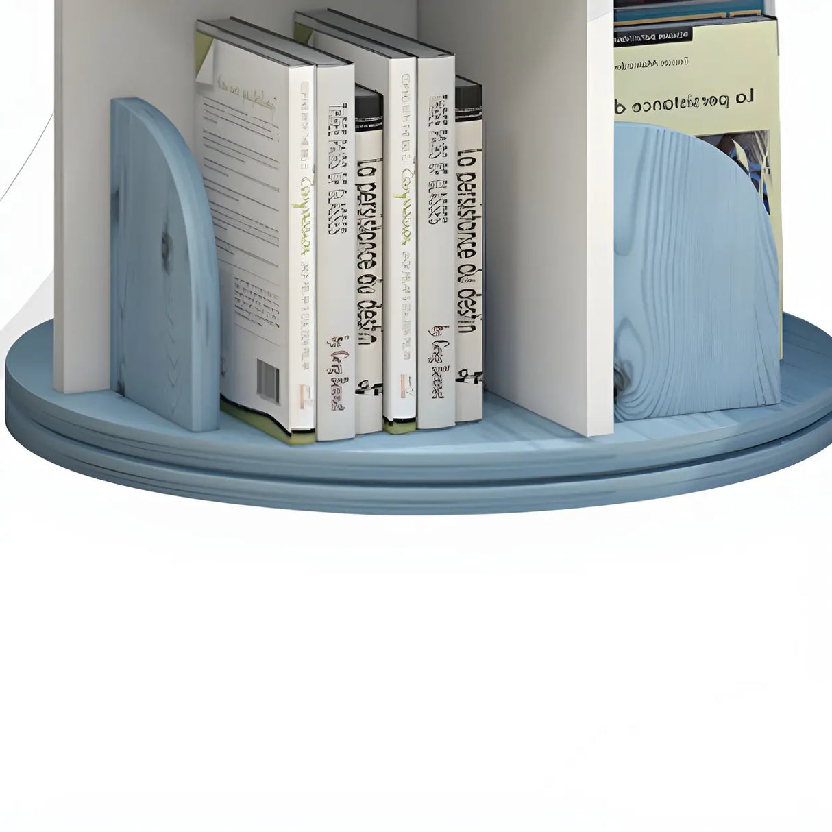Geometric Vertical Wood Modern Rotatable Round Bookcase Image - 17