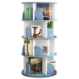 Geometric Vertical Wood Modern Rotatable Round Bookcase Image - 18