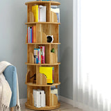 Geometric Vertical Wood Modern Rotatable Round Bookcase Image - 19