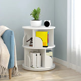 Geometric Vertical Wood Modern Rotatable Round Bookcase Image - 1