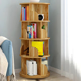 Geometric Vertical Wood Modern Rotatable Round Bookcase Image - 22