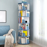 Geometric Vertical Wood Modern Rotatable Round Bookcase Image - 24