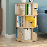 Geometric Vertical Wood Modern Rotatable Round Bookcase Image - 27