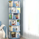 Geometric Vertical Wood Modern Rotatable Round Bookcase Image - 28