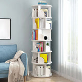 Geometric Vertical Wood Modern Rotatable Round Bookcase Image - 29