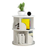 Geometric Vertical Wood Modern Rotatable Round Bookcase Image - 2