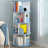 Geometric Vertical Wood Modern Rotatable Round Bookcase Image - 31
