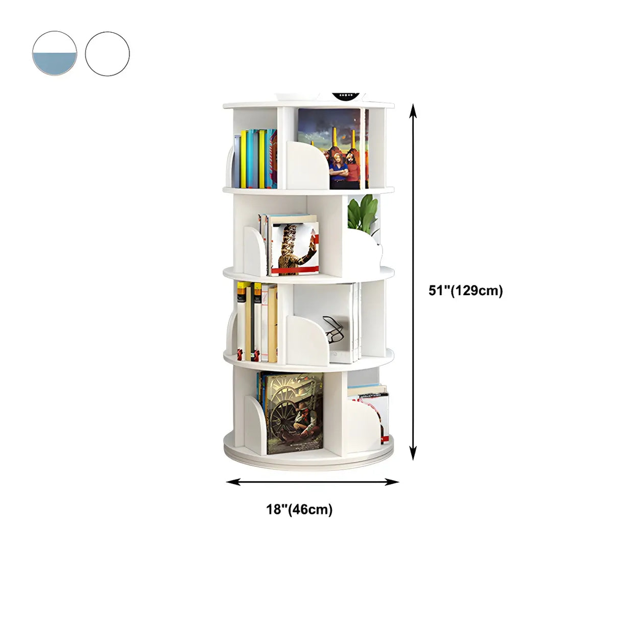 Geometric Vertical Wood Modern Rotatable Round Bookcase Image - 40