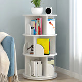 Geometric Vertical Wood Modern Rotatable Round Bookcase Image - 4