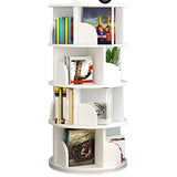 Geometric Vertical Wood Modern Rotatable Round Bookcase Image - 6