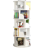 Geometric Vertical Wood Modern Rotatable Round Bookcase Image - 8