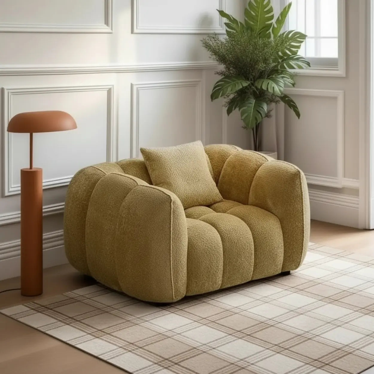 Ginger Sherpa Fleece Pumpkin Compressed Modular Sofa Image - 1