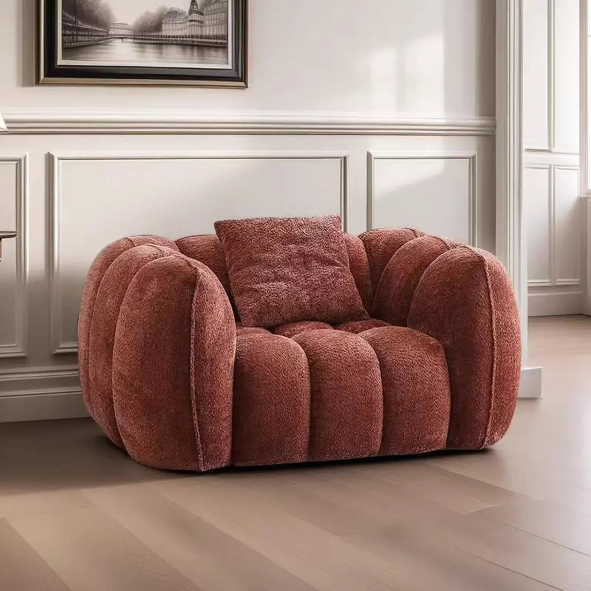 Ginger Sherpa Fleece Pumpkin Compressed Modular Sofa Image - 2