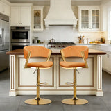 Glam Adjustable Faux Leather Swivel Open Back Bar Stool Image - 11