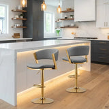 Glam Adjustable Faux Leather Swivel Open Back Bar Stool Image - 12