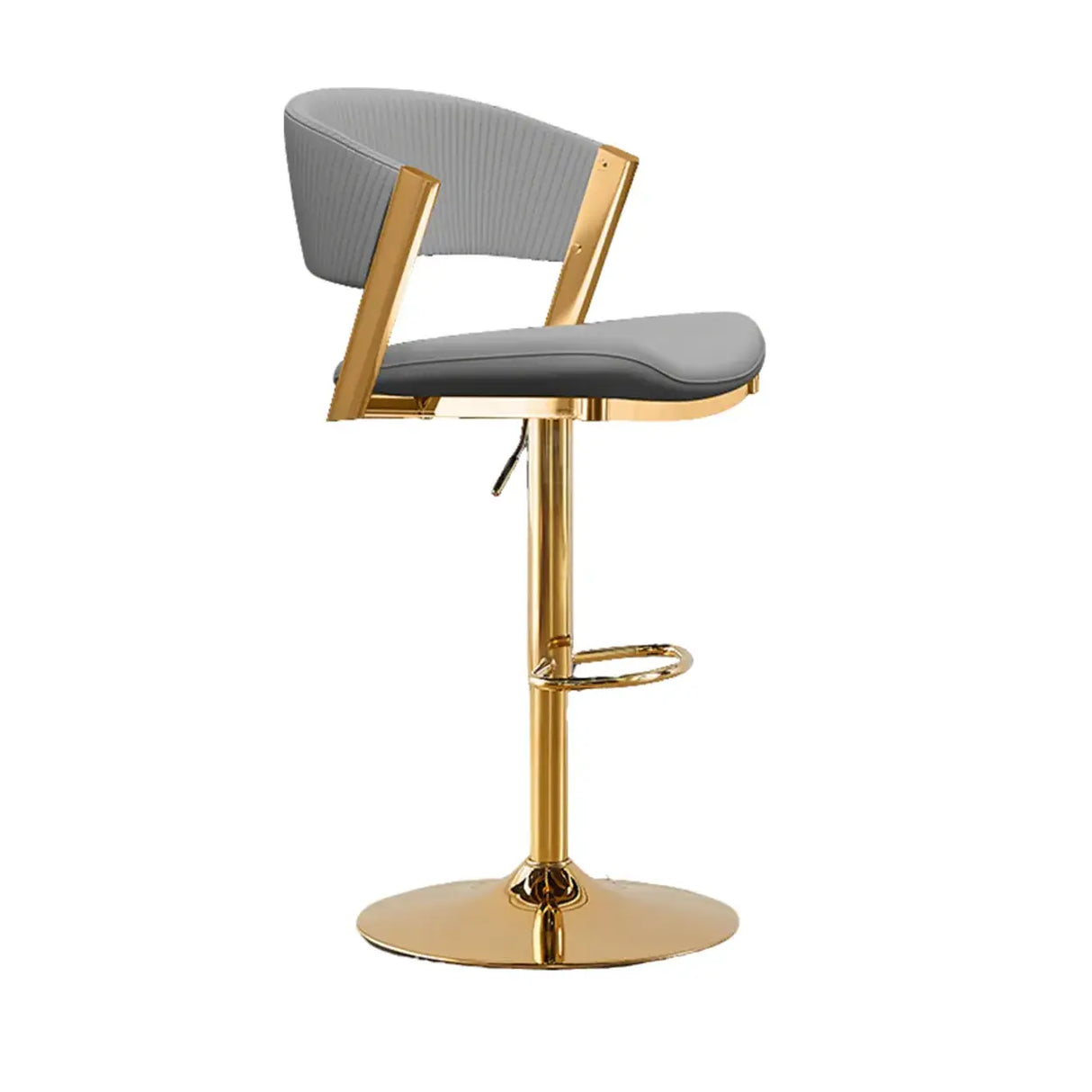 Glam Adjustable Faux Leather Swivel Open Back Bar Stool Image - 13