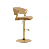 Glam Adjustable Faux Leather Swivel Open Back Bar Stool Image - 14