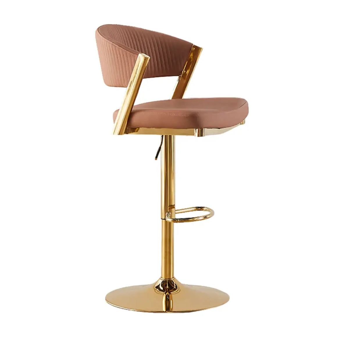 Glam Adjustable Faux Leather Swivel Open Back Bar Stool Image - 15