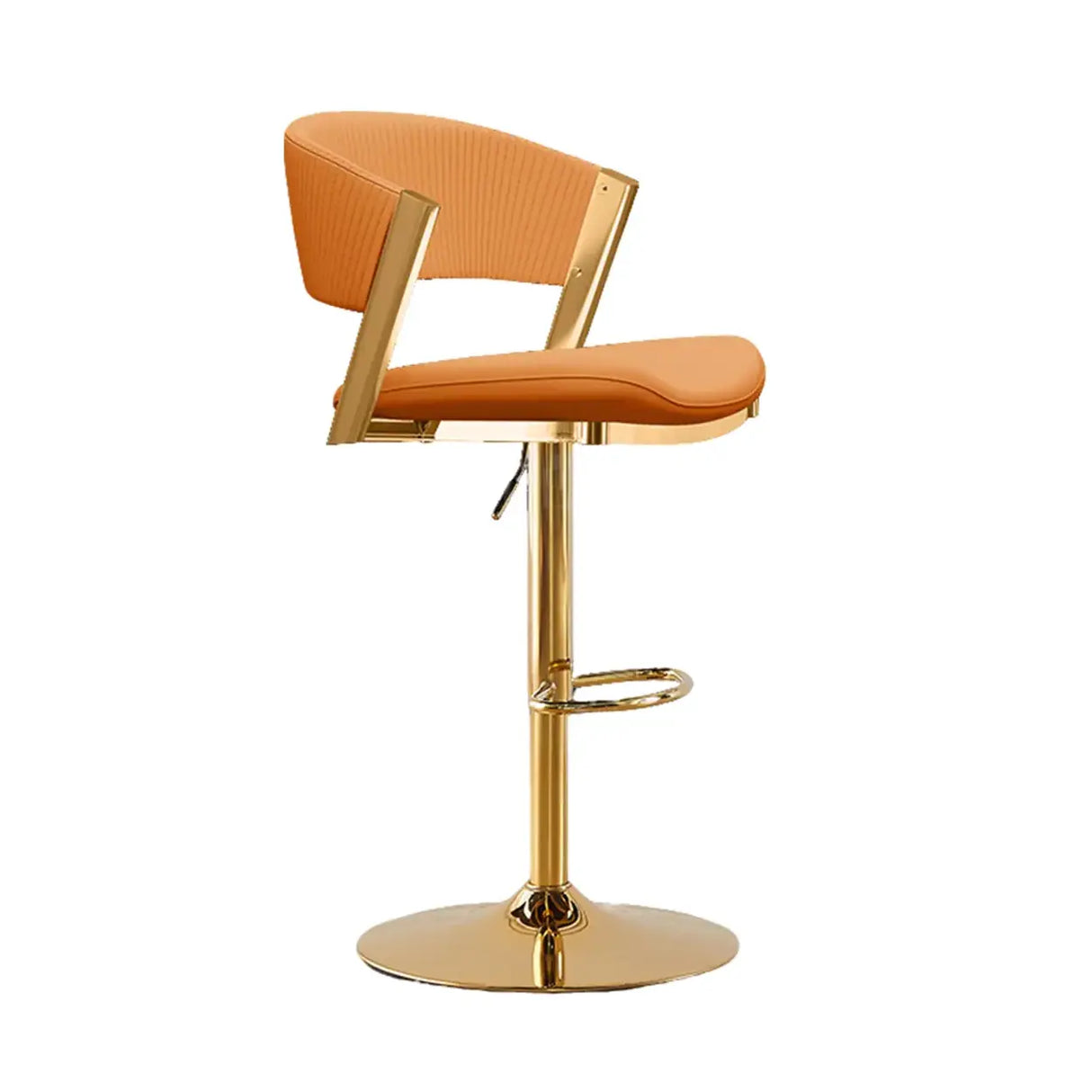 Glam Adjustable Faux Leather Swivel Open Back Bar Stool Image - 18