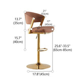 Glam Adjustable Faux Leather Swivel Open Back Bar Stool #size