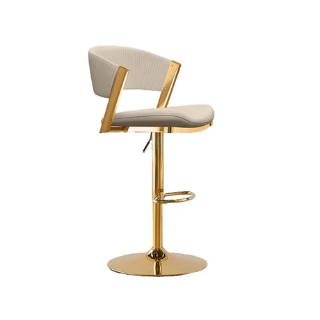 Glam Adjustable Faux Leather Swivel Open Back Bar Stool Image - 19