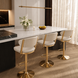 Glam Adjustable Faux Leather Swivel Open Back Bar Stool Image - 21