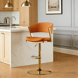 Glam Adjustable Faux Leather Swivel Open Back Bar Stool Image - 3