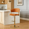 Glam Adjustable Faux Leather Swivel Open Back Bar Stool Image - 3
