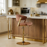 Glam Adjustable Faux Leather Swivel Open Back Bar Stool Image - 4