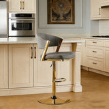 Glam Adjustable Faux Leather Swivel Open Back Bar Stool Image - 7