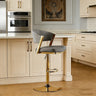 Glam Adjustable Faux Leather Swivel Open Back Bar Stool Image - 7