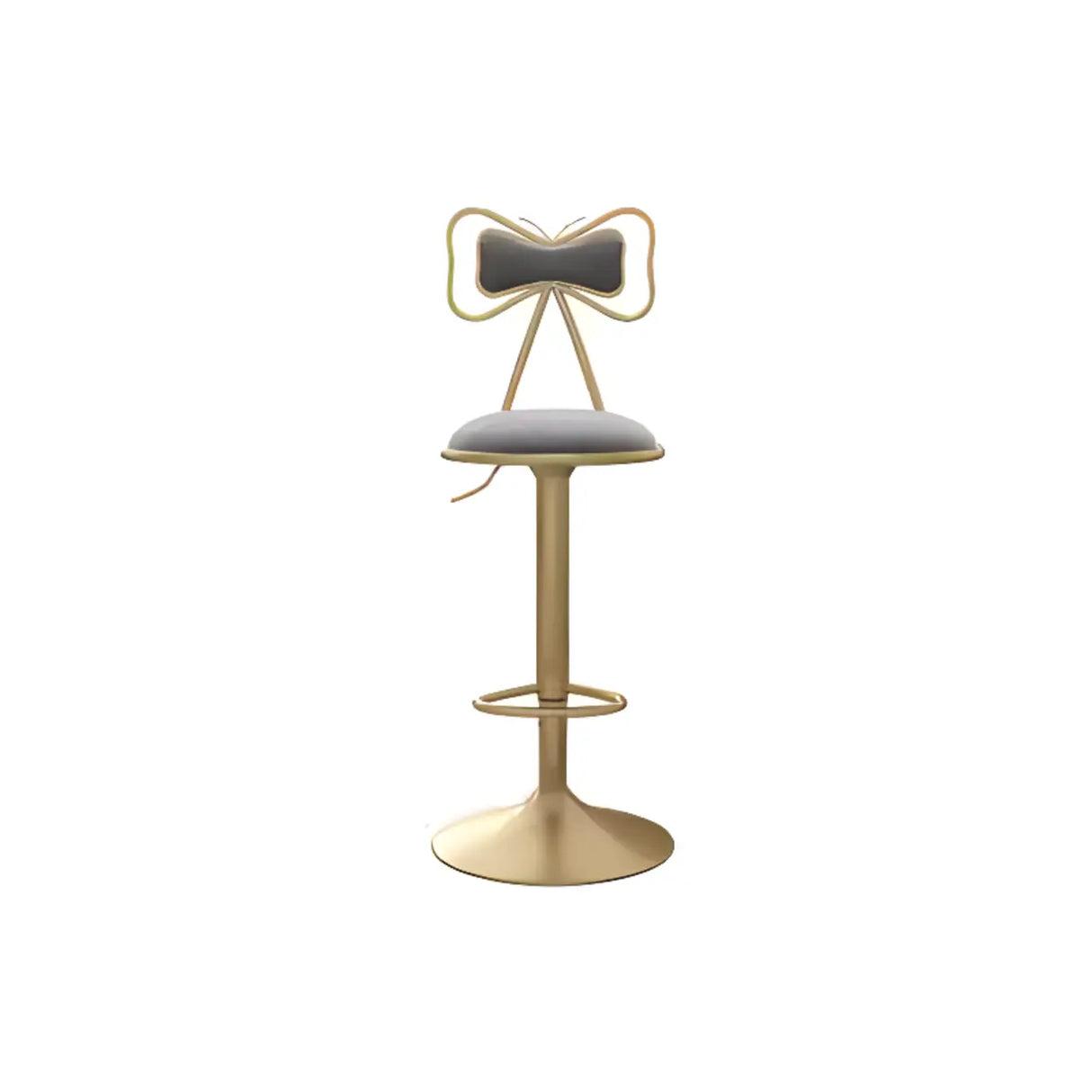 Glam Adjustable Swivel Fabric Bow-knot Back Bar Stool Image - 11