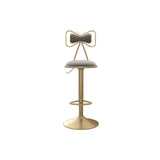 Glam Adjustable Swivel Fabric Bow-knot Back Bar Stool Image - 11