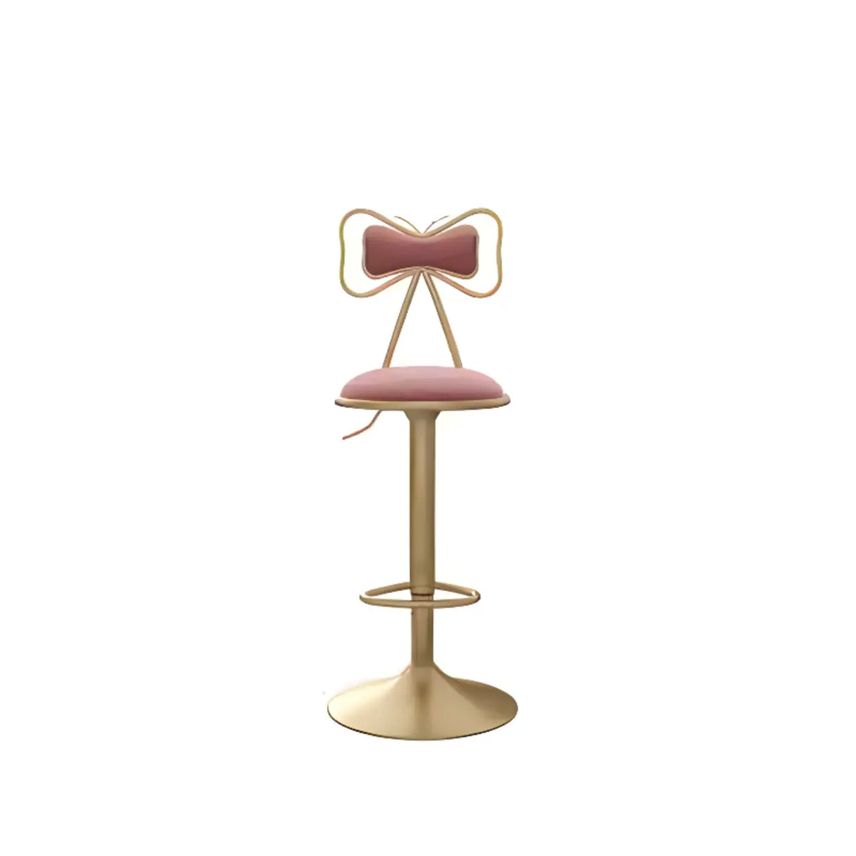 Glam Adjustable Swivel Fabric Bow-knot Back Bar Stool Image - 2