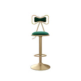 Glam Adjustable Swivel Fabric Bow-knot Back Bar Stool Image - 4